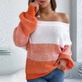 thumbnail image 2 of Sentmoon Womens Pullover Sweaters Crew Neck Long Sleeve Color Block Womens Sweater Knitted Breathable Loose Lightweight Tops & Blouses Trendy Fall and Winter for Holiday Party Knitwear, 2 of 8