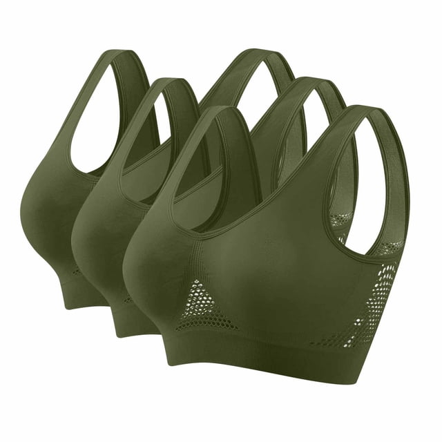 Posijego 3 Pack Women's Sports Bras Plus Size Wireless Bra High Impact Support Workout Running Bras