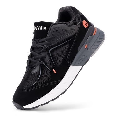 FitVille Men's Wide Walking Shoes For Flat Foot Plantar Fasciitis Heel Pain Relief