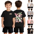 thumbnail image 4 of HNMKIU T-Shirt à Manches Courtes à Col Rond pour Garçons avec Imprimé de Pâques, Doux, Décontracté, Tenue de Vacances, Haut pour Enfants, Noir, 12-13 Ans, 4 of 5