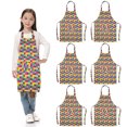 thumbnail image 1 of TOPTIE 6 Pack Kids Aprons with Pocket & Adjustable Strap, Child Chef Bib Apron for Kitchen Cooking Baking Painting-Grid-M, 1 of 5
