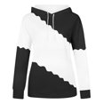 thumbnail image 4 of Timegard Womens Tops Long Sleeve Drawstring Hooded Sweatshirts Color Block Casual Loose Pullover Top, 4 of 4