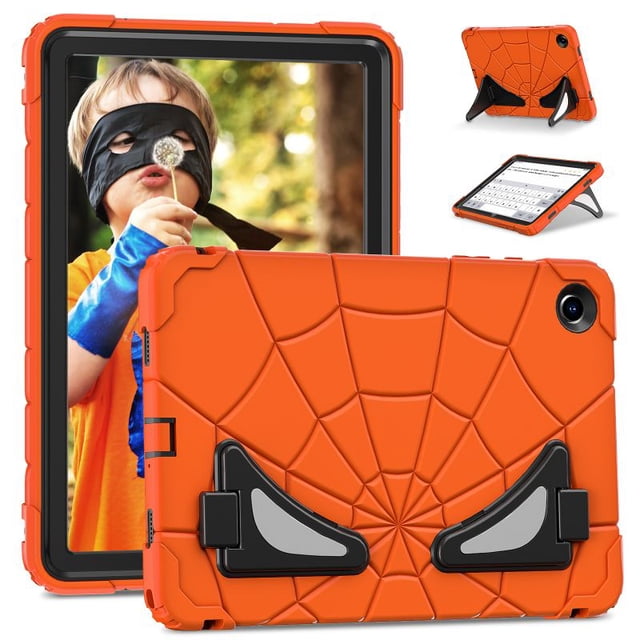 Étui Robuste Super Héros Enfants Sécuritaire en Silicone TPU PC Armure Rigide pour Samsung Tab A9 A8 Plus Tablette Support Antichute Antichoc Orange Noir Tab A9 8.7 2023