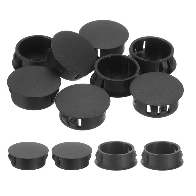 Uxcell 18pack 25mm(1") Nylon Hole Plugs, Flush Type Panel Round Snap In Fastener Knockout Plugs, Black