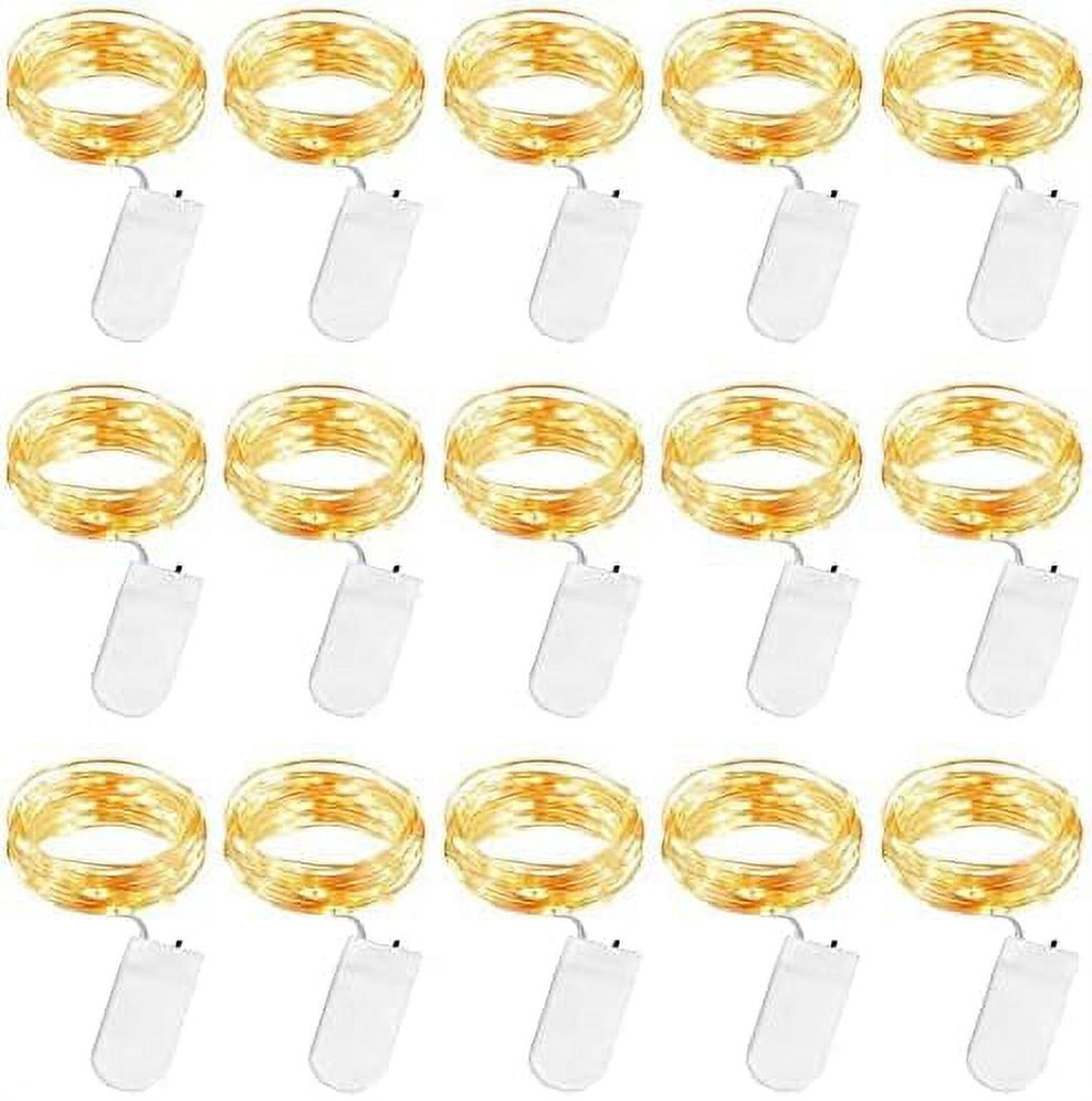 Battery Operated Fairy Lights, 1M Warm White LED Fairy Lights 10 LED Fairy String Lights IP67 Waterproof for Christmas Tree/Wedding/Garden/Terrace Decoration, 15 Pack