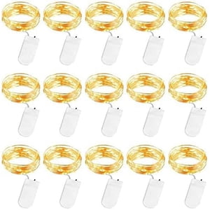 Battery Operated Fairy Lights, 1M Warm White LED Fairy Lights 10 LED Fairy String Lights IP67 Waterproof for Christmas Tree/Wedding/Garden/Terrace Decoration, 15 Pack