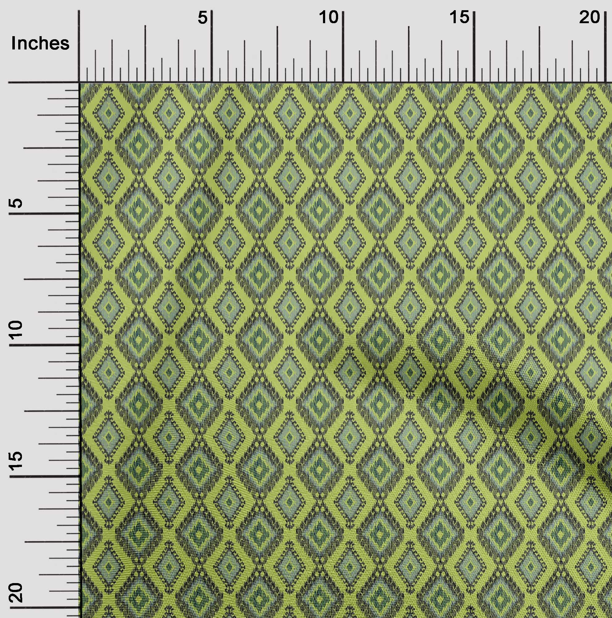 oneOone Cotton Silk Fabric Argyle Style Ikat Printed Fabric 1 Yard 42 Inch Wide