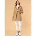 thumbnail image 3 of INSPIRE CHIC Women's Turn Down Collar Double Breasted Mid Length Overcoat, 3 of 6