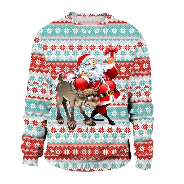 PMUYBHF Homme Chandail à Capuchon Noir pour Hommes Automne et Hiver Décontracté Tendance de Noël Imprimé Chandail à Col Rond Chandail à Capuchon Chandail pour Hommes Chandail à Capuchon TG