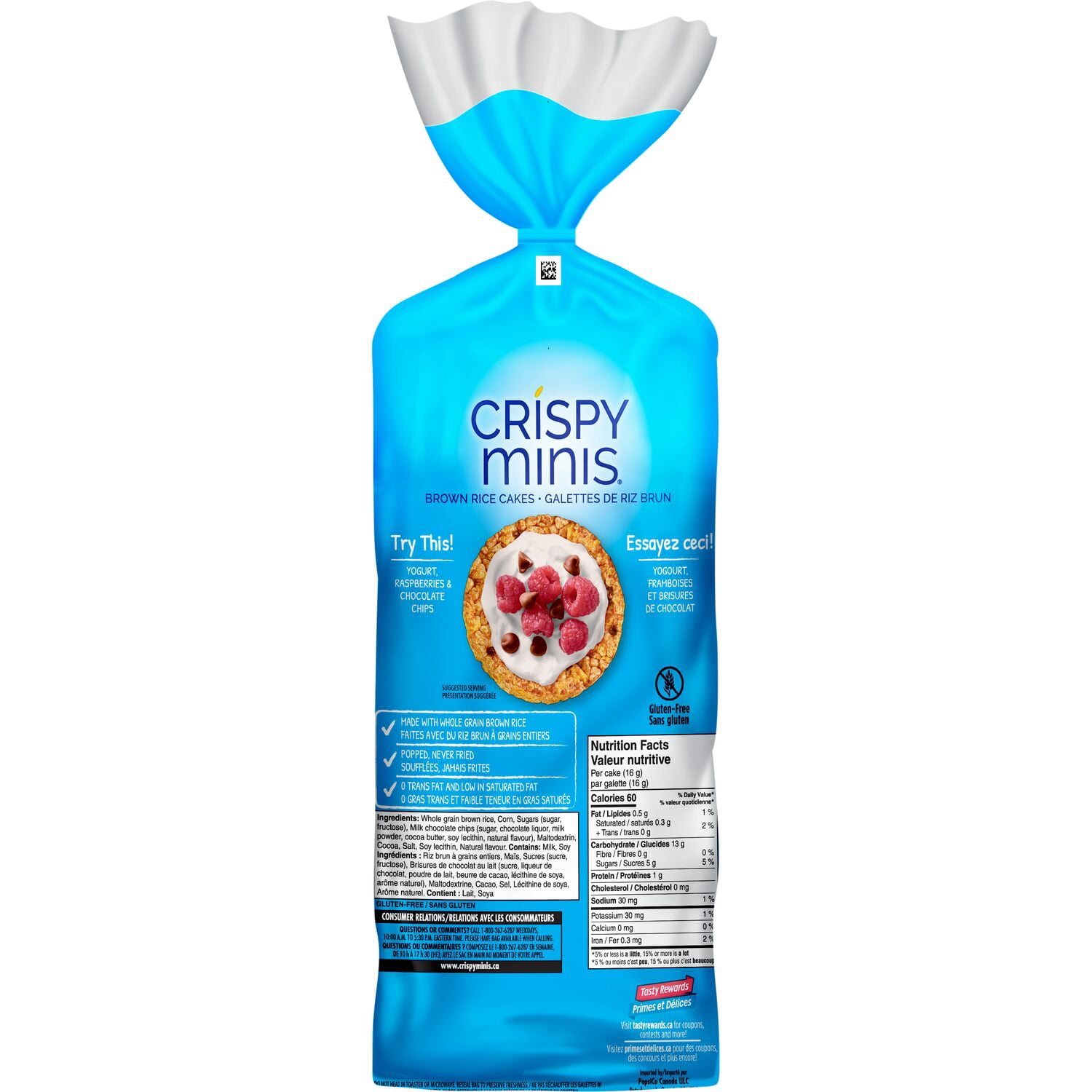 Quaker Crispy Minis Galettes de riz brun Saveur Caramel et brisures de chocolat