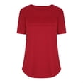thumbnail image 4 of Yanlir T-Shirt Décontracté pour Femme à Col Rond Uni à Manches Courtes, Hauts de Mode Printemps et Été 2025, T-Shirt Basique Doux à Col Rond, Vêtement Léger pour le Travail et la Plage (Rouge,), 4 of 6