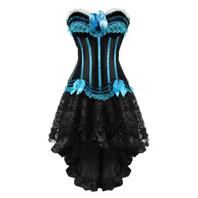 DPTALR Ensemble Jupe Bouffante Rétro Médiévale en Dentelle avec Nœud Papillon