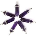 thumbnail image 2 of Collier Pendentif Reiki Chakra Hexagonal Pointu en Pierre Précieuse d'Améthyste Naturelle Foncée 20 Pouces, 2 of 4