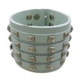 thumbnail image 1 of Gray Leather 4 Row Pyramid Studded Wristband Bracelet, 1 of 5