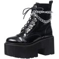 thumbnail image 1 of Bottes à Plateforme Gothiques à Chaîne pour Femmes, à Lacets, à Talon Épais, Cloutées, Style Combat, Bottillons de Moto, 1 of 5