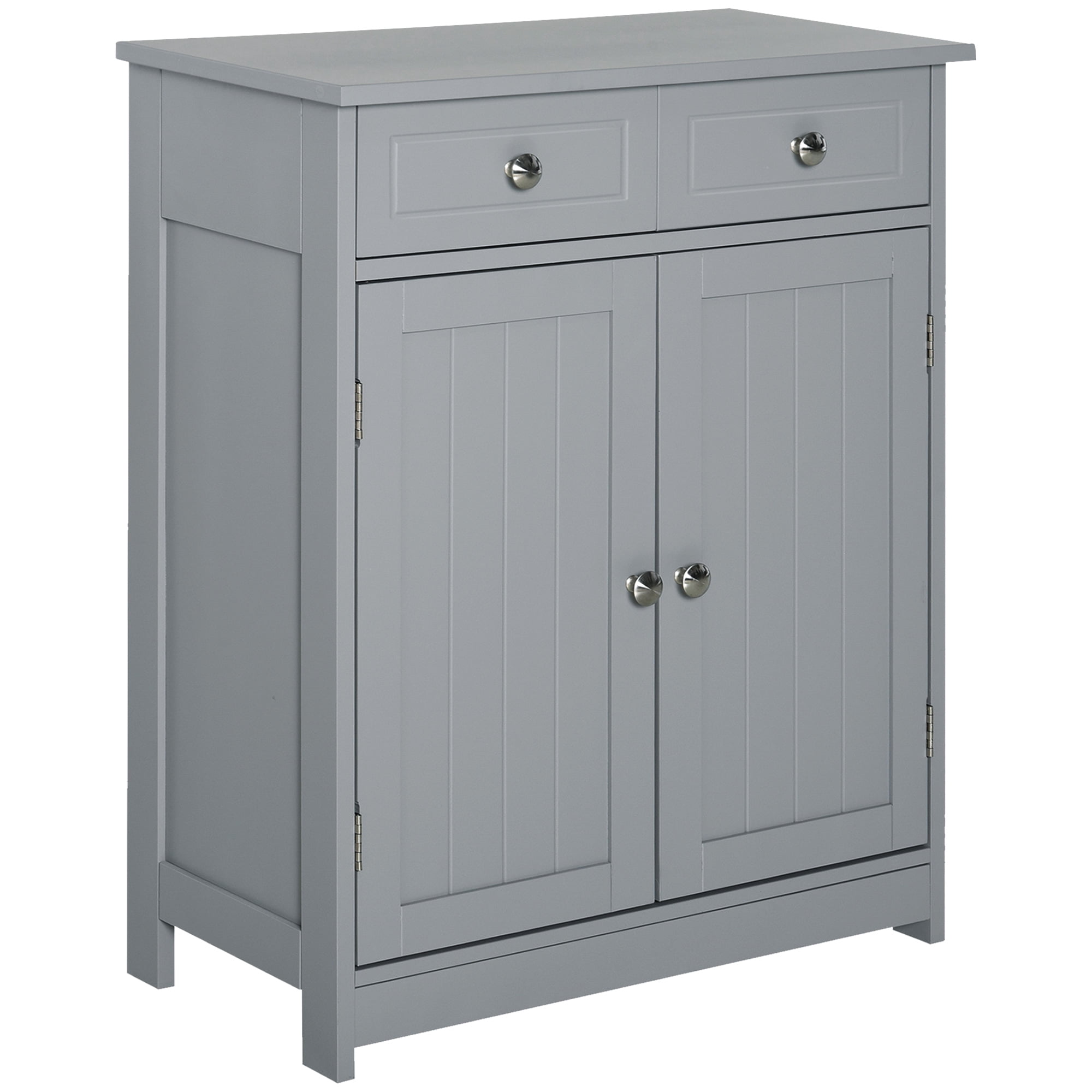 kleankin Bathroom Storage Cabinet with 2 Doors, 2 Drawers, Adjustable Shelf
