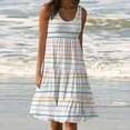 thumbnail image 1 of Économies d'Été! Cameland Robes Sans Manches pour Femmes, Robes Mode pour Femmes à Col Rond Décontractées avec Poches Imprimées Longue Robe, 1 of 5