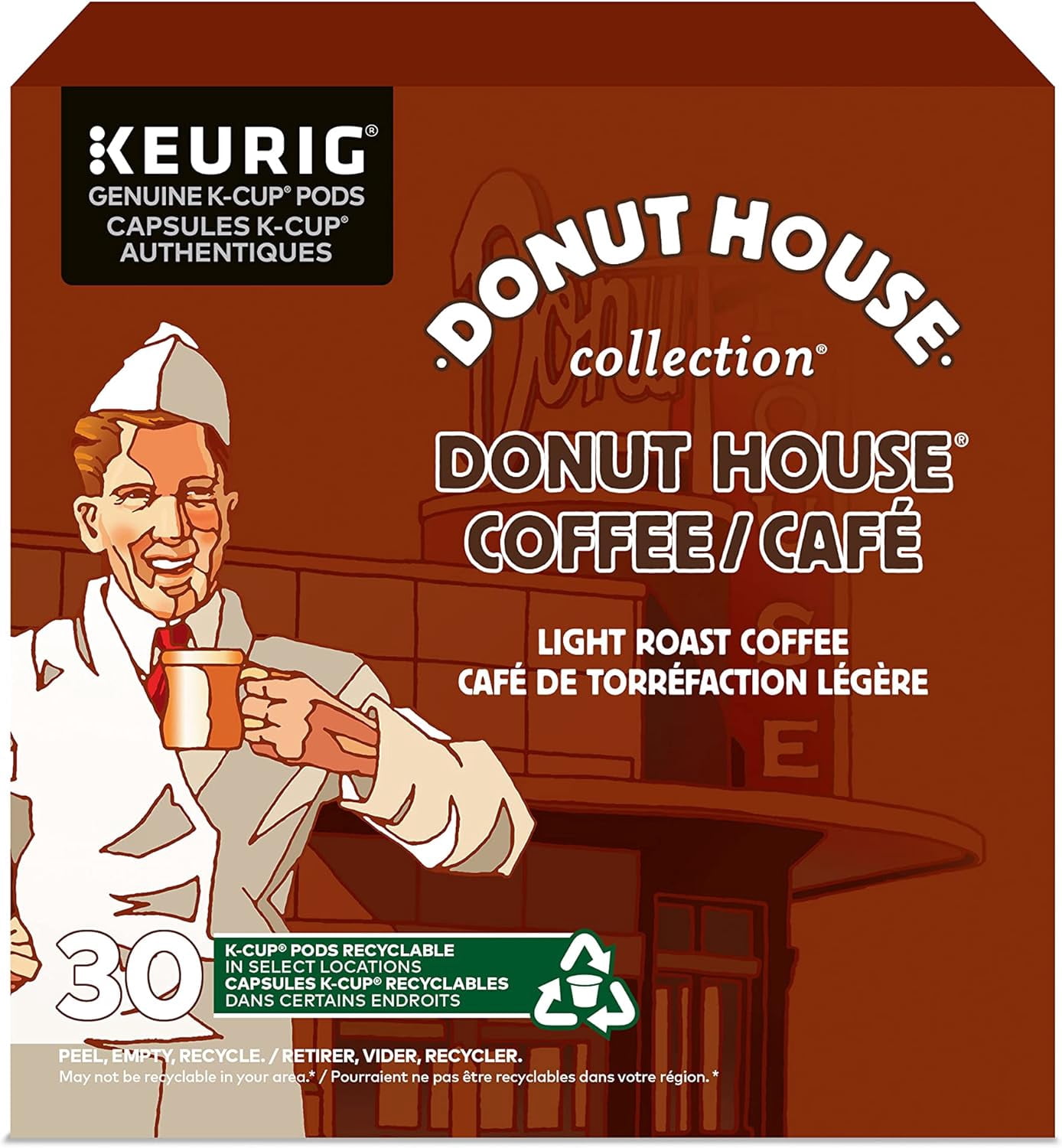 Pack of 4 - Donut House Collection Light Roast K-Cup Coffee Pods, 30 Count For Keurig Coffee Makers