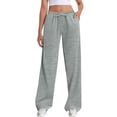 thumbnail image 3 of Ohufall Womens Sweatpants Drawstring Elastic Low Waist Pants Straight Leg Low Rise Sweatpants Pants Jogger Sweatpants with Pockets, 3 of 3