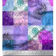 thumbnail image 1 of Soimoi polyester Crepe Fabric Mandala & Paisley Patchwork Print Fabric by Yard 42 Inch Wide, 1 of 3