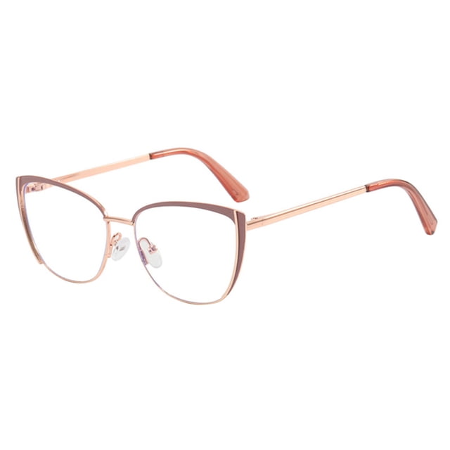 Metal Cat Eye Sunglasses with Blue Light Filtering Flat for Travel and Daily Comfort