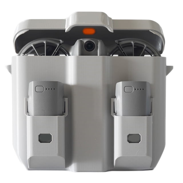 3D Printed Storage Case Box For DJI Neo 2 Protective Case Anti-pressure Shuttle Protection Sturdy and not Easily Damaged Accessories with 2 Battery Compartments. The image shows a compact, hard plastic storage case designed for the DJI Neo 2 drone, featuring precise 3D-printed dimensions for a snug fit. The case includes two dedicated battery compartments and an open lid for quick access. Made from durable PETG material, it is lightweight at approximately 190g and measures 182x167x77mm. The case is shown in a light grey finish, with visible strap holes for optional strap attachment (strap not included).