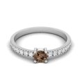 thumbnail image 1 of 0.65 Ctw Rond Fumé Quartz 925 Sterling Silver Solitaire Accents Femmes Bague de Mariage, 1 of 3