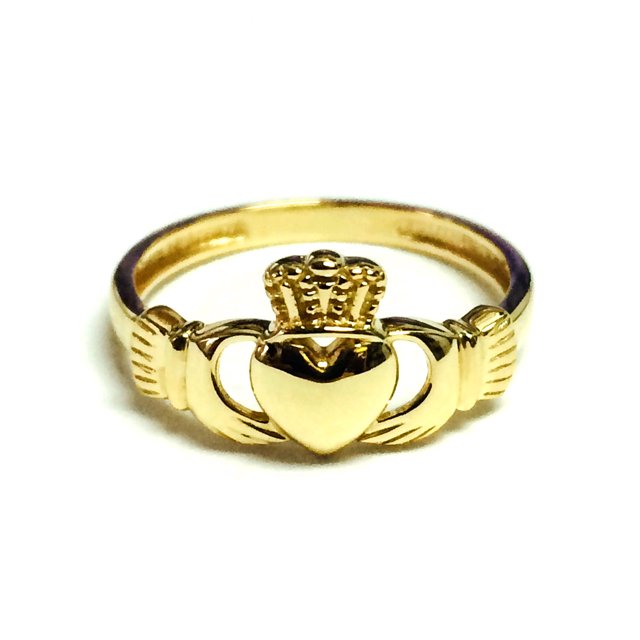 Bague Claddagh en Or Jaune 14k, Taille 7