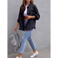 thumbnail image 4 of SEARIPE Women‘s Casual Denim Jacket Frayed Hem Ripped Long Sleeve Jean Jacket With Pockets Pink M, 4 of 7