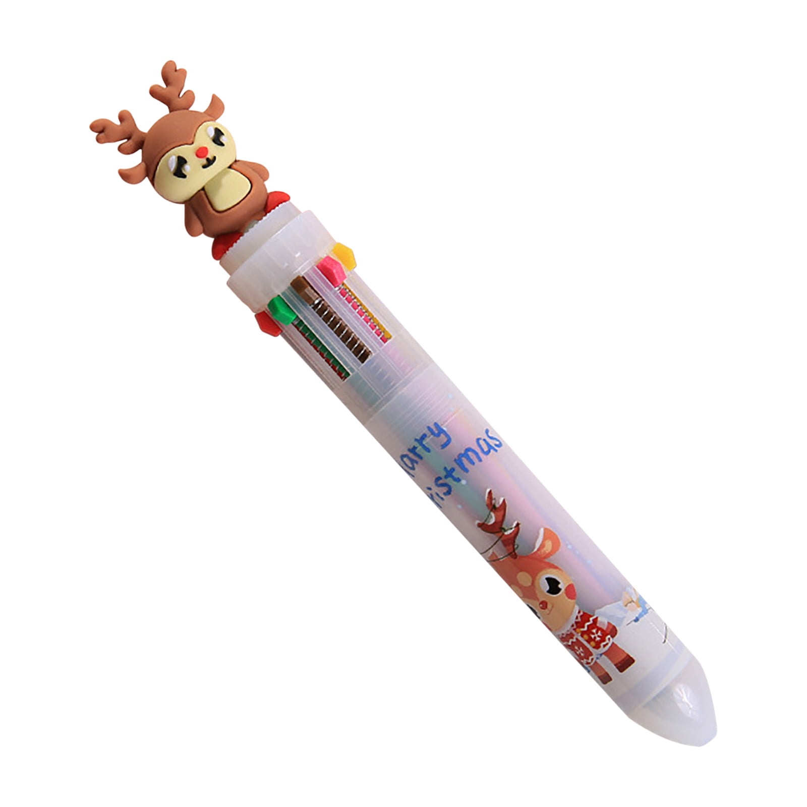 Airpow Fidget Pen Christmas Style 10-Color Ballpoint Pen Manually Press Multi-Color Ballpoint Pen Student Multi-Function Oil Pen Christmas Gift 1Ml Paint Pens