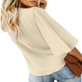 thumbnail image 3 of CHUANK Women‘s Button Down V Neck Tops Ruffled 3/4 Sleeve Tie Knot Front Blouses White Sizes S-2XL, 3 of 3