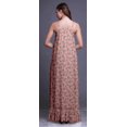 thumbnail image 4 of Bimba Robe Longue Maxi Imprimée Feuilles Florales & Roses Pêche2 pour Femmes Nuisette en Rayonne Bretelles Spaghetti Vêtements de Nuit pour Dames Petite, 4 of 5
