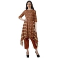 thumbnail image 1 of Moomaya Asymmetric Kurti With Pant Indian Tunic Tops Printed Kurti Set For Women, 1 of 6