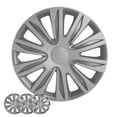 thumbnail image 1 of Wheel Cover Kit, 15 Inch Hubcaps Set of 4 Automotive Hub Caps with Universal Snap-On Retention Rings, 1-Tone ABS Plastic Silver Rim Covers for All Makes, Models (SG-5083-B-15), 1 of 7