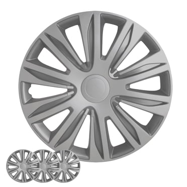 Wheel Cover Kit, 16 Inch Hubcaps Set of 4 Automotive Hub Caps with Universal Snap-On Retention Rings, 1-Tone ABS Plastic Silver Rim Covers for All Makes, Models (SG-5083-B-16)
