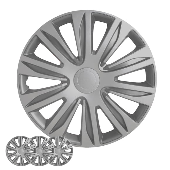 Ensemble de Couvre-Roues, Ensemble d'Enjoliveurs de 14 Pouces de 4 Capuchons de Moyeu Automobiles avec Anneaux de Retenue Universels à Clipser, Couvre-Jantes en Plastique ABS Monotone Argenté pour Toutes les Marques, Modèles (SG-5083-B-14)