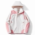 thumbnail image 1 of Pisexur Winter Coats for Women Spring And Fall Thin Fashion Waterproof And Windproof Jacket Coat Pink,4XL, 1 of 3