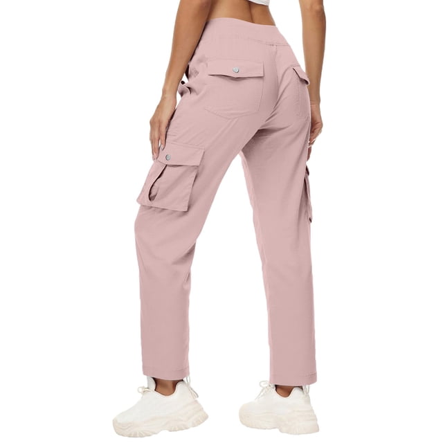 iHPH7 Joggers pour Femmes Pantalons Cargo de Randonnée Femmes Pantalons à Séchage Rapide Femmes Pantalons Amples Pantalons Taille Haute pour Femmes Pantalons Cargo Femmes Pantalons Cargo pour Femmes avec Poches Rose TG