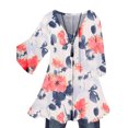 thumbnail image 1 of MAWCLOS Women Blouse V Neck Tops Ruched Tunic Shirt Elegant Beach Floral Print Pullover #8 M, 1 of 2