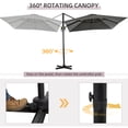 thumbnail image 4 of Outsunny 8'x8' Square Patio Hanging Offset Umbrella w/ Cross Base Grey, 4 of 10