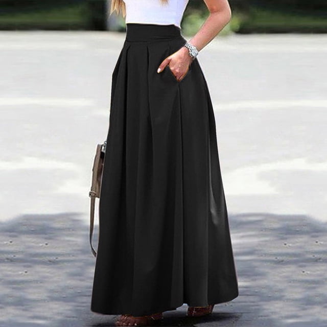 Pisexur Jupe Mode Femmes Printemps Été Ceinture Fermeture Éclair Taille Haute Uni Jupe Rétro Femmes Plissée Robe Femmes