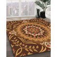 thumbnail image 3 of Ahgly Company Tapis Rond Lavable en Machine Intérieur Transitionnel Orange, 4 Pieds Rond, 3 of 7