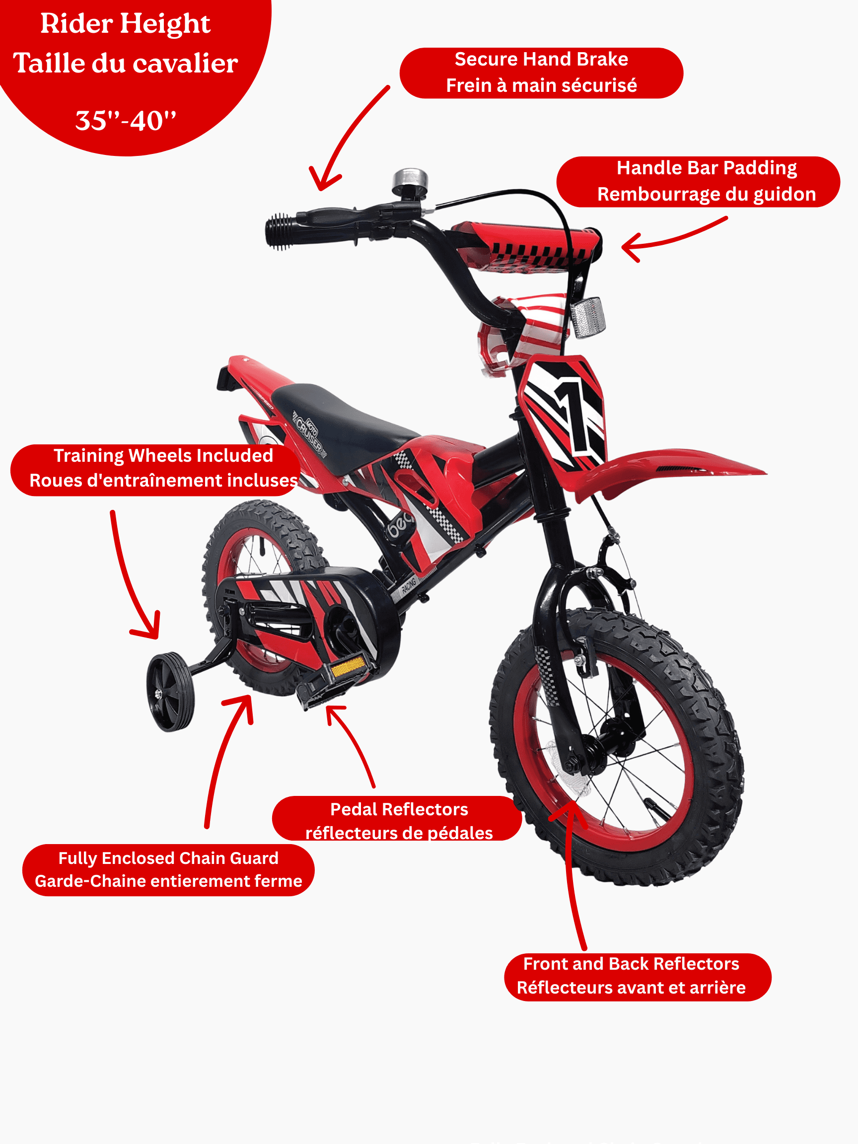 Beam Sports Xtreme Moto-moto 12" pour enfants avec petites roues (2-5 ans)