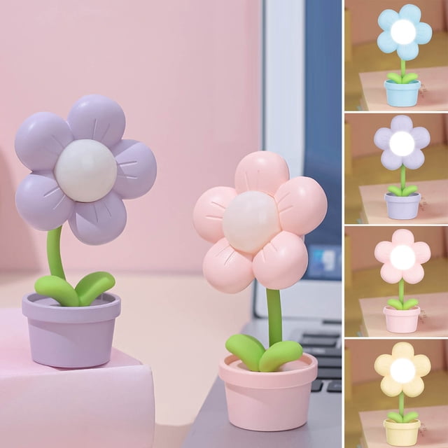 Vaidha Small Table Lamp Desktop Mini Flower Decoration Small Night Lamp Children's Luminous Toy Decoration Night Lamp