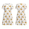 thumbnail image 3 of Bixox Robe d'Été à Manches Courtes pour Femme, Coupe Ample Évasée, Longueur Genou, avec Poches - Lapin et Carotte, 3 of 7