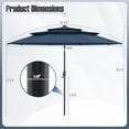thumbnail image 3 of Gymax 10 FT Solar Patio Umbrella w/ 32 LED Lights 3-Tier Vented Top Tilt Adjustment Navy, 3 of 10