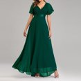 thumbnail image 4 of Robe Femme à Col en V en Mousseline Élastique pour Banquet, Demoiselle d'Honneur, Soirée, 4 of 10