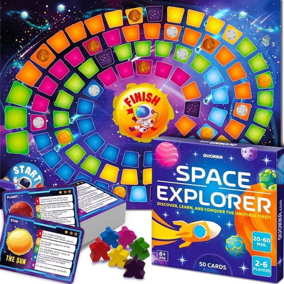 Quokka Jeu de Société pour Enfants de 8 à 12 Ans - Jeu de Quiz Spatial pour Enfants - Apprendre les Faits sur les Planètes et les Lunes, Jeux Éducatifs pour la Famille