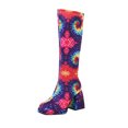 thumbnail image 2 of Autumn And Winter Flowers Color Matching Thick High-heeled Platform Women's Sleeve High Boots, 2 of 9