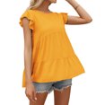 thumbnail image 2 of QualitChoice Hauts à Manches Courtes en Dentelle Été Col Rond T-shirt Décontracté Jaune L, 2 of 6